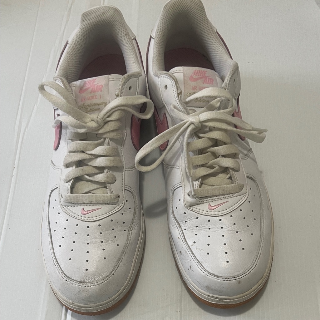 Nike Air Force 1 Low Anniversary Edition White Pink Gum Sneakers Size 13